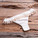 Shells Tassel Bikini Set With Knitted Crochet Swimsuit In Solid Pattern And Ideal For Bathing Suit. - ibuyxi.com
