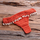 Shells Tassel Bikini Set With Knitted Crochet Swimsuit In Solid Pattern And Ideal For Bathing Suit. - ibuyxi.com