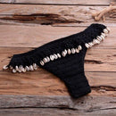 Shells Tassel Bikini Set With Knitted Crochet Swimsuit In Solid Pattern And Ideal For Bathing Suit. - ibuyxi.com