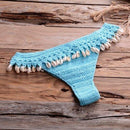 Shells Tassel Bikini Set With Knitted Crochet Swimsuit In Solid Pattern And Ideal For Bathing Suit. - ibuyxi.com
