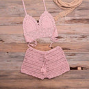 Crochet Tassel knitting Tube up Two Pieces Push-Up Bikini Set Ideal Wear For Summer And Beach Party. - ibuyxi.com