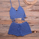 Crochet Tassel knitting Tube up Two Pieces Push-Up Bikini Set Ideal Wear For Summer And Beach Party. - ibuyxi.com