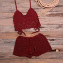 Crochet Tassel knitting Tube up Two Pieces Push-Up Bikini Set Ideal Wear For Summer And Beach Party. - ibuyxi.com