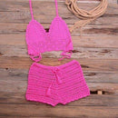 Crochet Tassel knitting Tube up Two Pieces Push-Up Bikini Set Ideal Wear For Summer And Beach Party. - ibuyxi.com