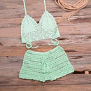 Crochet Tassel knitting Tube up Two Pieces Push-Up Bikini Set Ideal Wear For Summer And Beach Party. - ibuyxi.com