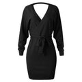 Knit Wrap Rib Dress. Visit iBuyXi.com for Online Shopping and Shop the Unique Selection, Rib Dress, Elegant Wrap V Neck Hollow out Dress Women Casual Outwear Warm Party Dress.