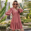 Lantern Sleeve V-Neck Ruffles Chiffon Embroidery Loose Boho Mini Dress,Boho A-Line Short Sleeve Ruffle Wrap Mini Dress,Deep V-neck Backless Boho Floral Print,Ruffles Half Sleeves ,V-neck Drawstring Solid Loose Jumpsuit, trendy elegant style,short sleeve pantsuit with belts, crew neck pant suits, cocktail jumpsuit, long pants, iBuyXi.com