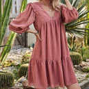 Lantern Sleeve V-Neck Ruffles Chiffon Embroidery Loose Boho Mini Dress,Boho A-Line Short Sleeve Ruffle Wrap Mini Dress,Deep V-neck Backless Boho Floral Print,Ruffles Half Sleeves ,V-neck Drawstring Solid Loose Jumpsuit, trendy elegant style,short sleeve pantsuit with belts, crew neck pant suits, cocktail jumpsuit, long pants, iBuyXi.com