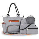 Large Capacity 7 Pieces Set Baby Diaper Tote Bags, Convertible Baby Diaper Bag Changing Bed, Convertible Baby Diaper Bag Changing Bed, diaper bag backpack ,for many occasions like shopping, outing, traveling, etc., for Infants A, iBuyXi.com