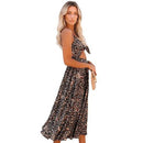Leopard Print Sling Open-Back Boho Midi Dress Fashion leopard pattern printed, sexy, feminine ,Maxi Irregular Dresses, Plus Size Beading,  Spring Dress Beading Pleated Elegant Party Dress Belted Loose Oversized Plus Size Women Clothing ,iBuyXi.com