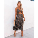 Leopard Print Sling Open-Back Boho Midi Dress Fashion leopard pattern printed, sexy, feminine ,Maxi Irregular Dresses, Plus Size Beading,  Spring Dress Beading Pleated Elegant Party Dress Belted Loose Oversized Plus Size Women Clothing ,iBuyXi.com