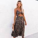 Leopard Print Sling Open-Back Boho Midi Dress Fashion leopard pattern printed, sexy, feminine ,Maxi Irregular Dresses, Plus Size Beading,  Spring Dress Beading Pleated Elegant Party Dress Belted Loose Oversized Plus Size Women Clothing ,iBuyXi.com