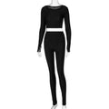 Long Sleeve Crop Top Tracksuit, iBuyXi.com - Shop Unique Selection Of Products, Online shopping store, Autumn Solid Jacquard Sporty Two Piece Set, Long Sleeve Crop Top, Pencil Pants, Outdoor Sports clothing, Casual Fitness Jogging Tracksuit, yoga leggings, yoga top, yoga pants, Gym, Fitness, Workout, Running clothes. 