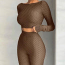 Long Sleeve Crop Top Tracksuit, iBuyXi.com - Shop Unique Selection Of Products, Online shopping store, Autumn Solid Jacquard Sporty Two Piece Set, Long Sleeve Crop Top, Pencil Pants, Outdoor Sports clothing, Casual Fitness Jogging Tracksuit, yoga leggings, yoga top, yoga pants, Gym, Fitness, Workout, Running clothes. 