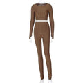 Long Sleeve Crop Top Tracksuit, iBuyXi.com - Shop Unique Selection Of Products, Online shopping store, Autumn Solid Jacquard Sporty Two Piece Set, Long Sleeve Crop Top, Pencil Pants, Outdoor Sports clothing, Casual Fitness Jogging Tracksuit, yoga leggings, yoga top, yoga pants, Gym, Fitness, Workout, Running clothes. 