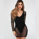 Long Sleeve Mesh Knitted Crochet Cover-Up  With Sarong Wrap Which Looks Stunning On Beach Party. - ibuyxi.com