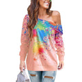 Long Sleeve One Shoulder Colorful T Shirt, iBuyXi.com, Women Clothes, Summer, Women Tops, Women T Shirt