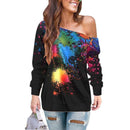 Long Sleeve One Shoulder Colorful T Shirt, iBuyXi.com, Women Clothes, Summer, Women Tops, Women T Shirt