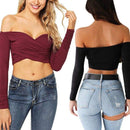 Ladies' Fashion Summer Sexy Slim Off-Shoulder All-Matching V-neck Long-sleeved Corp Top Backless Beach Style Short T-Shirt, iBuyXi.com - Shop Unique Selection Of Products, Online shopping store, Affirm Payment, Pay with Free Interest Installments, Summer Collection, Swimwear, Discount Shopping