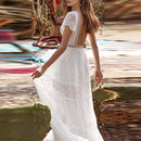 Summer Lace Dress. Visit iBuyXi.com for Online Shopping and Shop the Unique Selection, Women V Neck Dress, Summer White Lace Dress, Butterfly Sleeve Backless Sexy Dresses, Fashion Party Evening Long Dress.