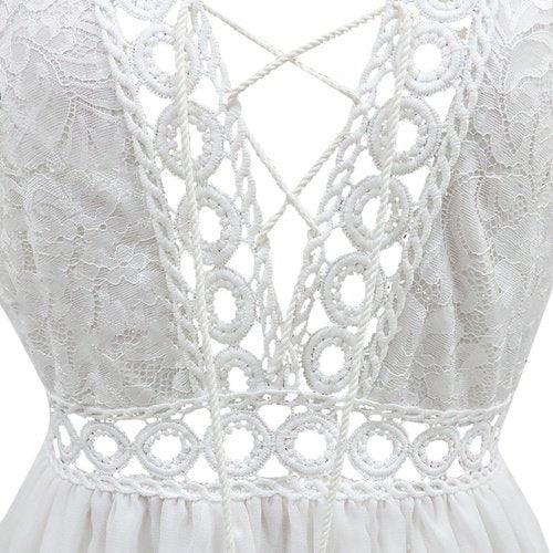 Summer Lace Dress. Visit iBuyXi.com for Online Shopping and Shop the Unique Selection, Women V Neck Dress, Summer White Lace Dress, Butterfly Sleeve Backless Sexy Dresses, Fashion Party Evening Long Dress.
