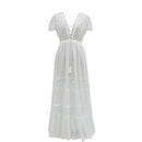 Summer Lace Dress. Visit iBuyXi.com for Online Shopping and Shop the Unique Selection, Women V Neck Dress, Summer White Lace Dress, Butterfly Sleeve Backless Sexy Dresses, Fashion Party Evening Long Dress.