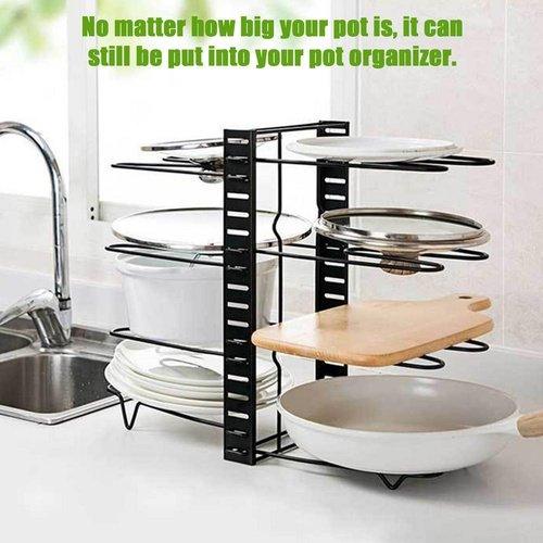 Metal Pan Organizer under Cabinet 8 Tier Adjustable Cookware Pot Rack, ibuyxi.com