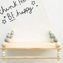 Swing Rope Floating Shelves Display Storage Rack Decor For Display Books,Nordic Style Hot Air Balloon, ,Nordic Style Wooden Beads Wall Hanging ShelfClock For Children Room,Cute Wall Clock Home Decoration,New style,iBuyXi.com