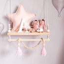 Swing Rope Floating Shelves Display Storage Rack Decor For Display Books,Nordic Style Hot Air Balloon, ,Nordic Style Wooden Beads Wall Hanging ShelfClock For Children Room,Cute Wall Clock Home Decoration,New style,iBuyXi.com