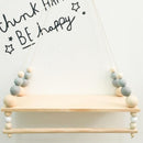 Swing Rope Floating Shelves Display Storage Rack Decor For Display Books,Nordic Style Hot Air Balloon, ,Nordic Style Wooden Beads Wall Hanging ShelfClock For Children Room,Cute Wall Clock Home Decoration,New style,iBuyXi.com