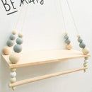 Swing Rope Floating Shelves Display Storage Rack Decor For Display Books,Nordic Style Hot Air Balloon, ,Nordic Style Wooden Beads Wall Hanging ShelfClock For Children Room,Cute Wall Clock Home Decoration,New style,iBuyXi.com