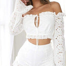 Off Should Long Sleeve Lace Top, iBuyXi.com, Women clothing, sexy lace tops, long sleeve tops, unique design tops, summer outfits