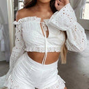 Off Should Long Sleeve Lace Top, iBuyXi.com, Women clothing, sexy lace tops, long sleeve tops, unique design tops, summer outfits