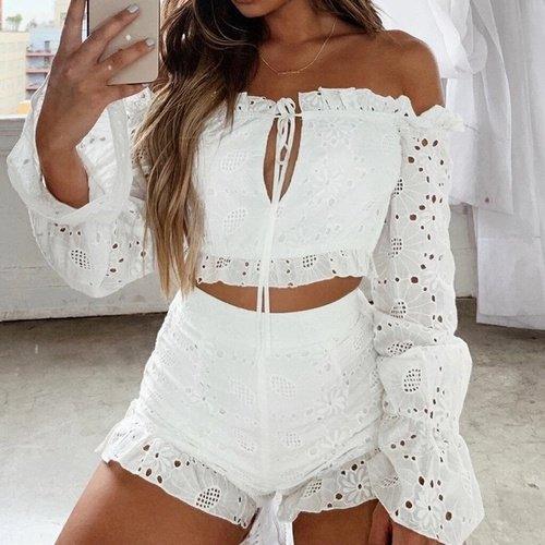 Off Should Long Sleeve Lace Top, iBuyXi.com, Women clothing, sexy lace tops, long sleeve tops, unique design tops, summer outfits