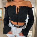 Off Should Long Sleeve Lace Top, iBuyXi.com, Women clothing, sexy lace tops, long sleeve tops, unique design tops, summer outfits