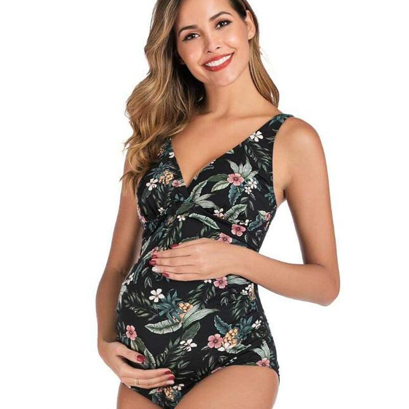 One-Piece Floral Printed Pregnancy Swimwear With Bodysuit Which Looks Stunning At Many Occasions. - ibuyxi.com