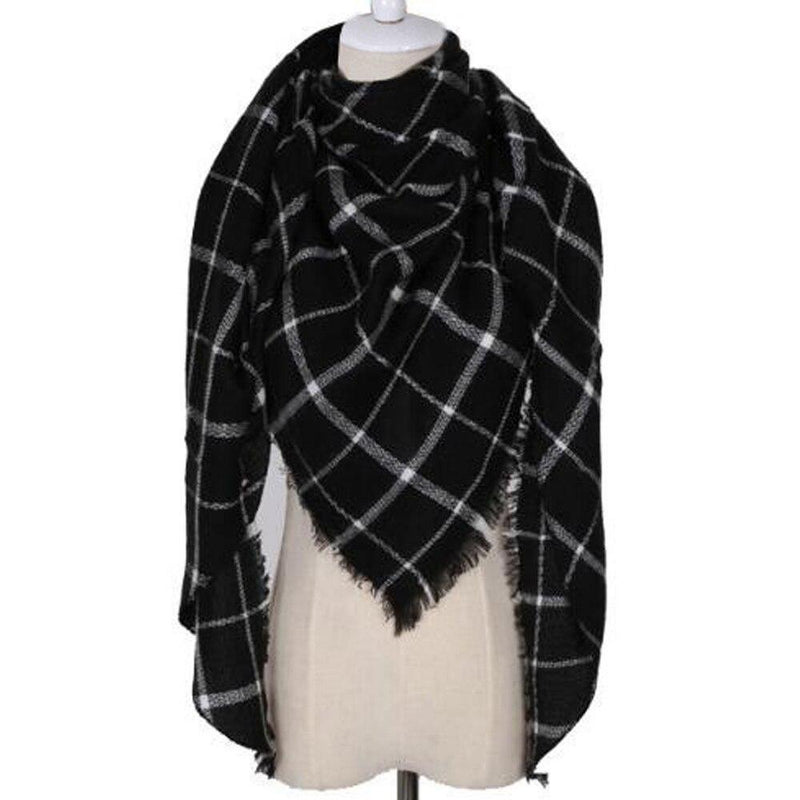 Plaid Thick Cashmere Scarf, Winter Women Plaid Scarf Thick Warm Cashmere Scarves For Lady Shawls Bandage Female Soft Blanket Bandana Stoles, iBuyXi.com, Online shopping store, women clothing, scarves for sale, free shipping, high quality scarf, winter scarf, gift for girlfriend