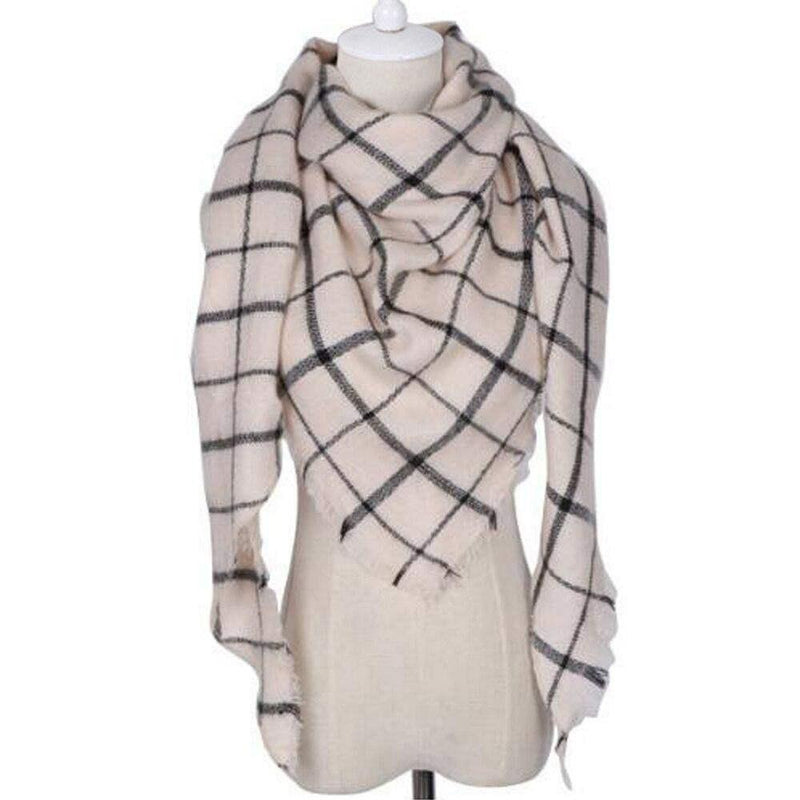 Plaid Thick Cashmere Scarf, Winter Women Plaid Scarf Thick Warm Cashmere Scarves For Lady Shawls Bandage Female Soft Blanket Bandana Stoles, iBuyXi.com, Online shopping store, women clothing, scarves for sale, free shipping, high quality scarf, winter scarf, gift for girlfriend