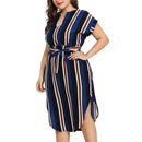 Plue Size Colorful Short Sleeve Party Dress With O-Neck Loose Ideal For Any Party Or Occasions. - ibuyxi.com