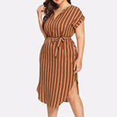 Plue Size Colorful Short Sleeve Party Dress With O-Neck Loose Ideal For Any Party Or Occasions. - ibuyxi.com