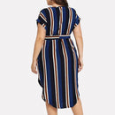 Plue Size Colorful Short Sleeve Party Dress With O-Neck Loose Ideal For Any Party Or Occasions. - ibuyxi.com