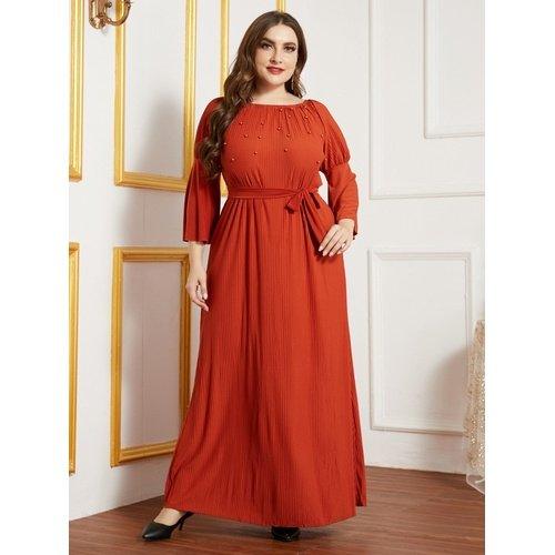 Plus Size Beading Pleated Elegant Party Loose Maxi Dress