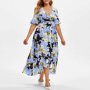 Plus Size Boho Floral Long Dress. Visit iBuyXi.com for Online Shopping and Shop the Unique Selection, Plus Size Sexy Boho Floral Long Dress, Fashion Women Evening Party Dress, Beach Dress, Casual Short Sleeve Dress, Bohemian Dress.