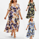 Plus Size Boho Floral Long Dress. Visit iBuyXi.com for Online Shopping and Shop the Unique Selection, Plus Size Sexy Boho Floral Long Dress, Fashion Women Evening Party Dress, Beach Dress, Casual Short Sleeve Dress, Bohemian Dress.