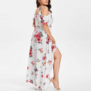 Women Dress, Long Dress, Summer Long Dresses, Plus Size, Split V-neck Dress, Casual Cold Shoulder Boho Flower Print Maxi Dress, iBuyXi.com - Shop Unique Selection Of Products, Online shopping store, Summer Collection, free shipping