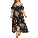 Women Dress, Long Dress, Summer Long Dresses, Plus Size, Split V-neck Dress, Casual Cold Shoulder Boho Flower Print Maxi Dress, iBuyXi.com - Shop Unique Selection Of Products, Online shopping store, Summer Collection, free shipping