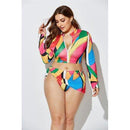 Plus Size Brazilian Bikini Three Pieces, Three Pieces Women's Swimwear,Zipper Stand Collar Long, Sleeve Tie Dye Print Swimsuits Plus Size Brazilian Bikini, Swimwear Zipper Tie Dye Print Swimsuits, Brazilian Bathing Suits Bodysuit Backless, Monokini Beachwear Sets,Plus Size Swimwear,One Shoulder Hollow Out  Bathing Suits, Plus Size Women's Swimwear Fashion One Shoulder Hollow Out,Sexy Women's Bathing Suits Black Female Beach Swimsuit, , Long Sleeve Bodysuit, Long Sleevees,iBuyXi.com