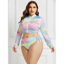 Plus Size Brazilian Bikini Three Pieces, Three Pieces Women's Swimwear,Zipper Stand Collar Long, Sleeve Tie Dye Print Swimsuits Plus Size Brazilian Bikini, Swimwear Zipper Tie Dye Print Swimsuits, Brazilian Bathing Suits Bodysuit Backless, Monokini Beachwear Sets,Plus Size Swimwear,One Shoulder Hollow Out  Bathing Suits, Plus Size Women's Swimwear Fashion One Shoulder Hollow Out,Sexy Women's Bathing Suits Black Female Beach Swimsuit, , Long Sleeve Bodysuit, Long Sleevees,iBuyXi.com