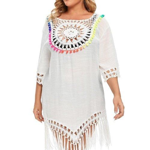 Plus Size Beach Dresses Crochet White Beach Bikini Coverup And Ideal For Summer Season, iBuyXi.com