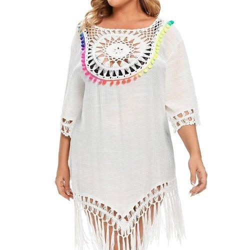 Plus Size Beach Dresses Crochet White Beach Bikini Coverup And Ideal For Summer Season, iBuyXi.com